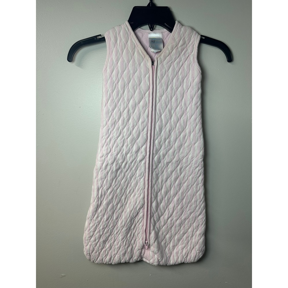 Halo Sleep Sack x PB Baby | Pink/White Striped Quilted Sleep Sack | 0-6M